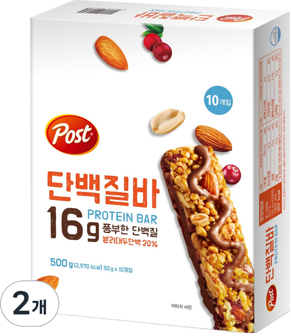 포스트 단백질바, 500g, 2개