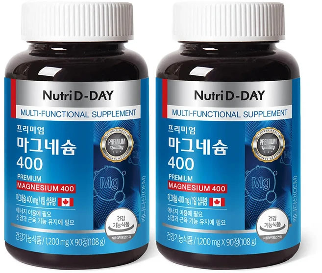 마그네슘 400mg — 뉴트리디데이 프리미엄 마그네슘 400, 90정, 2개