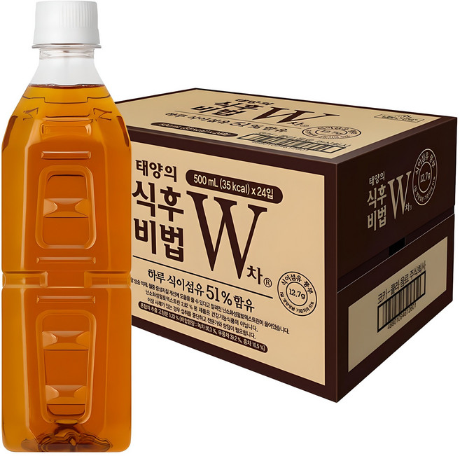 난소화성말토덱스트린 — 태양의식후비법W차 무라벨, 500ml, 24개