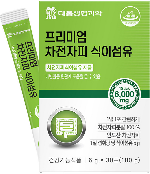 대웅생명과학 프리미엄 차전자피 식이섬유 분말스틱 30p, 180g, 1개