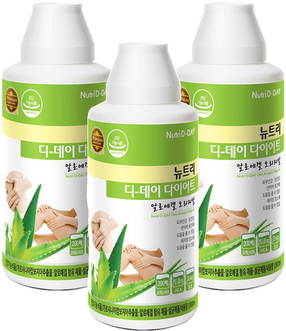 알로에 원액 — 뉴트리디데이 다이어트 알로에겔 오리지날, 1L, 3개