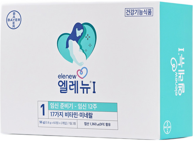 임산부 종합비타민 — 엘레뉴 1단계 멀티비타민, 120정, 1개