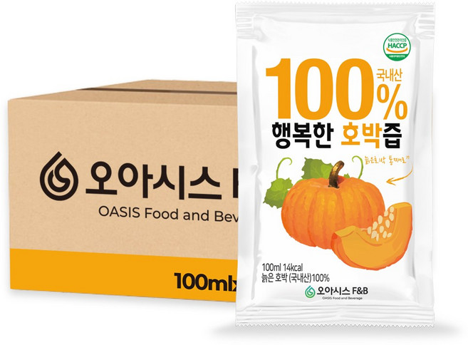 호박고구마즙 — 오아시스 국내산 호박즙, 100ml, 30개