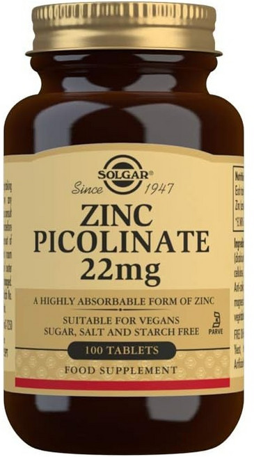 킬레이트 아연 — 솔가 아연 피콜리네이트 22mg 타블렛, 100정, 1개